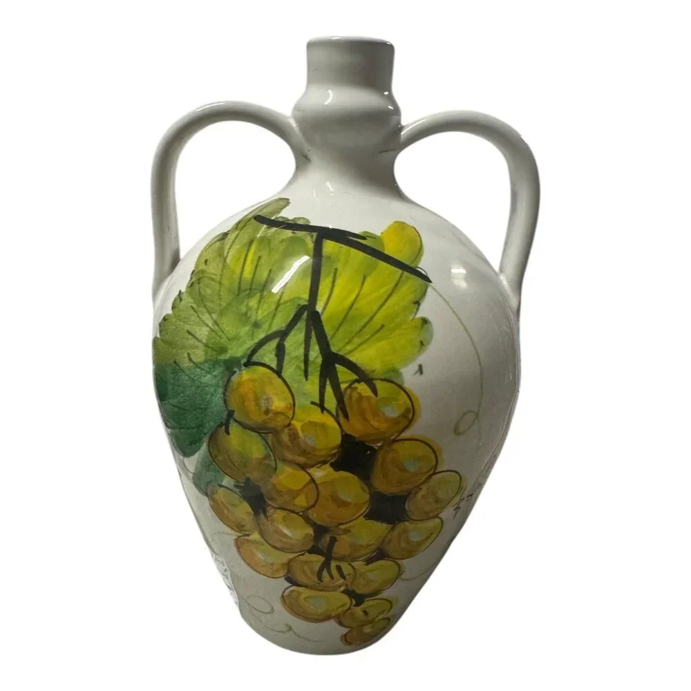 VNTG Eboli & Tombolo Italian Ceramic Vase Hand-Painted  Double Handled 8.5 “ Tal